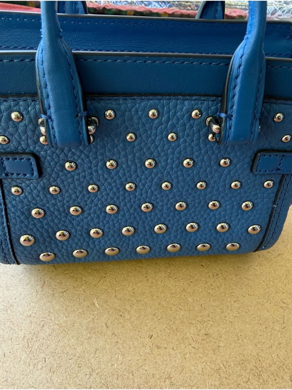Coach Blue Studded Leather Rogue Satchel Silver Rivets NWT Crossbody Bag - Picture 5 of 15